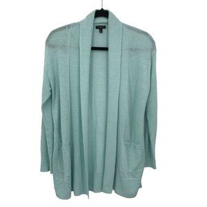 Talbots Womens Blue Linen Blend Long Sleeve Lightweight Cardigan Sweater Size SP